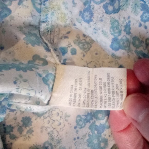 American Eagle Blue and Yellow Floral Flowered Shirt Long Sleeve Button Down Med - Picture 3 of 6